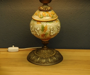 oryginalna lampa art deco porcelana mosiadz szklo z